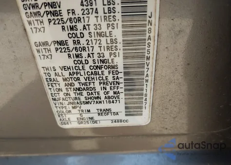 2010 Nissan Rogue S Krom Edition z USA, uszkodzony, nr VIN JN8AS5MV7AW118471